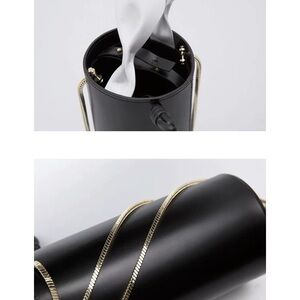 Kitayama handcrafted Black Bucket Architectural Cylinder Bag